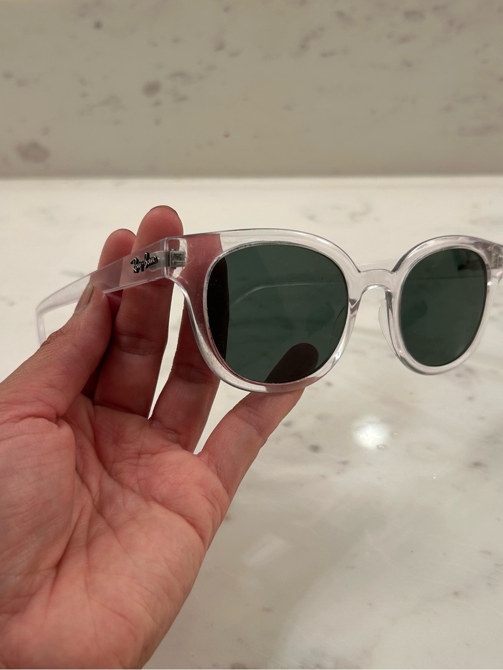 Ray Ban RB4324 Clear Round Sunglasses Green Lenses 50 21 150